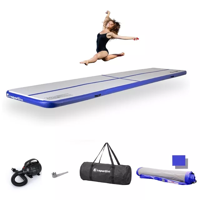 Ścieżka akrobatyczna Airtrack inSPORTline Airstunt 500x100x10 cm biała z pompką elektryczną