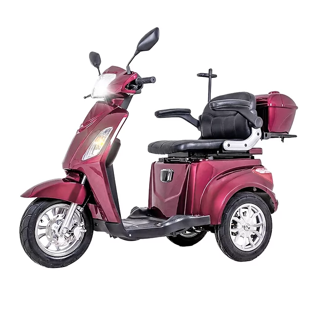 Skuter elektryczny trójkołowy inSPORTline Zorica  ∙ napęd 1000 W ∙ 3 tryby prędkości ∙ zasięg 45 km - Czerwony - Bordowy