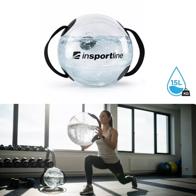 Wodna piłka obciążeniowa inSPORTline Flowball ∙ max 15 kg ∙ wypełniana wodą ∙ uchwyty