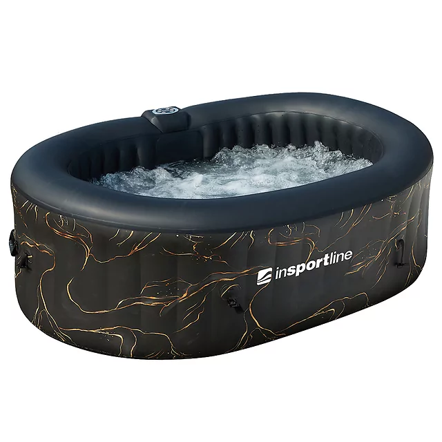Basen pompowany / jacuzzi inSPORTline Voytano z hydromasażerm ∙ dla 2 osób ∙ 100 dysz hydromasażu ∙ podgrzewanie do 40°C ∙ filtr 1400 l/h - Czarno-złoty