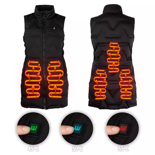 Damska kamizelka ogrzewana inSPORTline WARMelong ∙ ogrzewanie Active Heat ∙ włókna węglowe ∙ usb powerbank ∙ 45-55°c