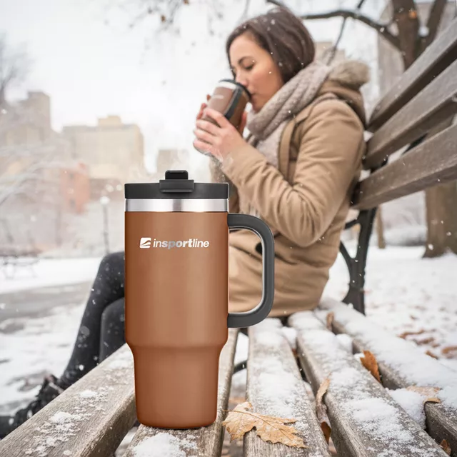 Kubek termiczny inSPORTline Natticino ∙ do uchwytów samochodowych ∙ podwójna zakrętka ∙ stal nierdzewna ∙ bez BPA ∙ do zmywarki - Niebieski