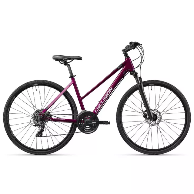 Damski rower crossowy inSPORTline Cyclision Zodya 4 MK-II 28" ∙ amortyzowany widelec ∙ 21 przełożeń Shimano ∙ hamulce tarczowe - Cold Mint - Dark Orchid