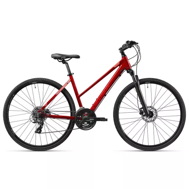 Damski rower crossowy inSPORTline Cyclision Zodya 4 MK-II 28" ∙ amortyzowany widelec ∙ 21 przełożeń Shimano ∙ hamulce tarczowe - Cold Mint - Scarlet Red