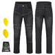 Męskie jeansy motocyklowe W-TEC Biterillo Evo ∙ ochraniacze ∙ wzmocnienia aramidowe ∙ wentylacja na udach ∙ elastyczny denim - Czarny