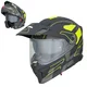 Kask motocyklowy szczękowy 3w1 W-TEC Neovu Graphic ∙ blenda przeciwsłoneczna ∙ demontowalny daszek - szaro-czerwono-niebieski - Czarny-fluo