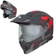 Kask motocyklowy szczękowy 3w1 W-TEC Neovu Graphic ∙ blenda przeciwsłoneczna ∙ demontowalny daszek - szaro-czerwono-niebieski - Czarno-czerwony
