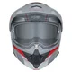Kask motocyklowy szczękowy 3w1 W-TEC Neovu Graphic ∙ blenda przeciwsłoneczna ∙ demontowalny daszek - szaro-czerwono-niebieski