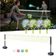 Świecący zestaw do gry w pickleballa dla dzieci inSPORTline LRS400 ∙ siatka z podświetleniem LED ∙ luminescencyjne piłki ∙ dla 4 graczy