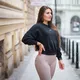 Damskie legginsy z wysokim stanem Nebbia Lifting Effect Bubble Butt 587 - Kremowy