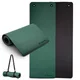 Mata do ćwiczeń inSPORTline Kikami 180x61x0,8 cm ∙ z otworami do zawieszenia ∙ antypoślizgowa ∙ z paskiem transportowym ∙ odporna na pot i wodę - ciemnozielono-czarny