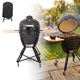 Ceramiczny grill kamado inSPORTline Pyrexo 21 ∙ bambusowe półki boczne ∙ zintegrowany termometr ∙ kółka transportowe