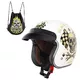 Kask motocyklowy otwarty chopper W-TEC Black Heart Kustom - Skull Horn, matowy czarny - Starter, biały połysk