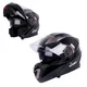 Kask motocyklowy z blendą Flip-Up W-TEC Pezzon - biało-brązowy - czarno-brązowy