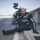Męskie jeansowe spodnie motocyklowe W-TEC Pawted z membraną wodoodporną - Ciemny niebieski
