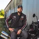 Męska kurtka motocyklowa W-TEC Jawo - czarny z czerwono-białym paskiem