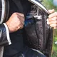 Męska skórzana kurtka motocyklowa W-TEC Esbiker - czarny w beżowe paski