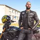Męska skórzana kurtka motocyklowa W-TEC Makso - czarny z naszywkami