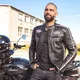 Męska skórzana kurtka motocyklowa W-TEC Makso - czarny z naszywkami