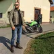 Kask zamknięty W-TEC Vintegra Graphic + blenda - Czarny-fluo żółty