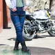 Damskie dżinsy motocyklowe W-TEC Alfreda CE - Niebieski