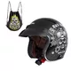Kask motocyklowy otwarty chopper W-TEC Black Heart Kustom - Skull Horn, matowy czarny - Skull, czarny połysk